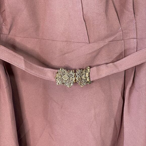 Vintage 1950s Lavender Wiggle Dress with Ornate Buckle Belt – Size Medium - Picture 12 of 16